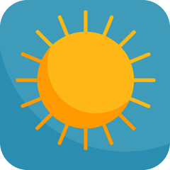 Sunny Weather, Simple Icon With Blue Background