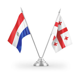 Georgia and Paraguay table flags isolated on white 3D rendering