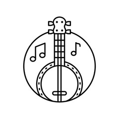 Banjo in circle icon. Simple line, outline vector elements of musical instrument icons for ui and ux, website or mobile application