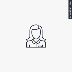 Business woman, linear style sign for mobile concept and web design