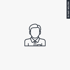 Fototapeta na wymiar Businessman, linear style sign for mobile concept and web design