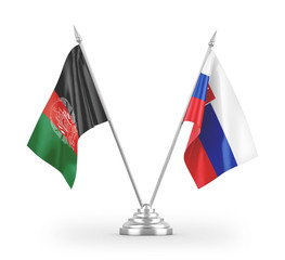 Slovakia and Afghanistan table flags isolated on white 3D rendering