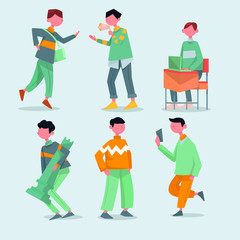 people doing activity illustration. flat design illustration