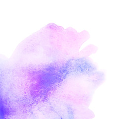 Abstract watercolor background with blue and lilac stains. Copy space.