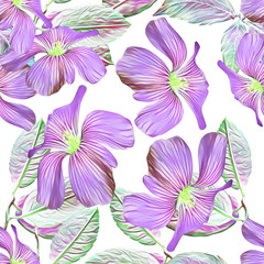 Fototapeta na wymiar Purple flowers seamless pattern, watercolor illustration.