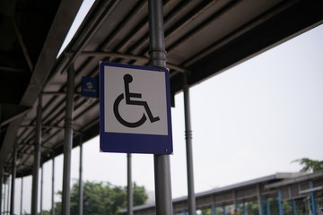 Fototapeta premium pedestrian bridge with directions for wheelchair users at one of the busway stops in Jakarta 15 feb