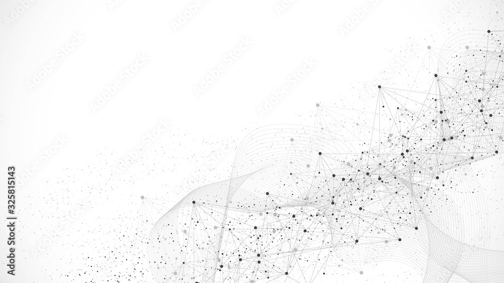 Leinwandbilder Abstract plexus background with connected lines and dots. Plexus geometric effect. Digital data visualization. Futuristic technology style low-poly element for design. Vector illustration.