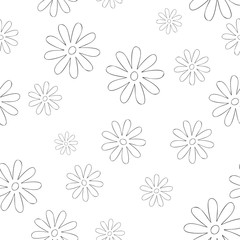 simple hand drawn chamomile seamless pattern. Doodles flowers 