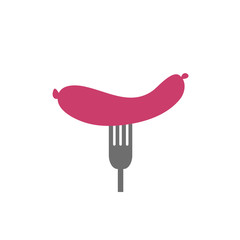 delicious sausage in fork icon