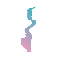 Silhouette of a young pregnant woman
