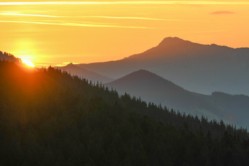 Close-up of Mount Gorbea from the Encartaciones valleys at dawn