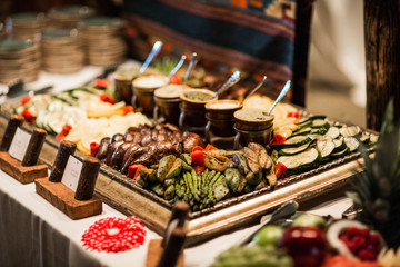 Mexican food fajita display for catering event