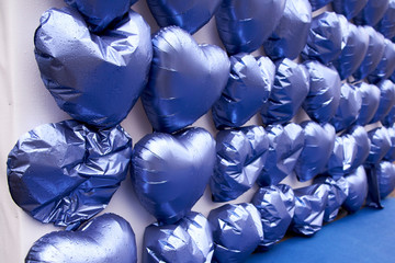Fototapeta premium Flat blue balloons in the shape of a heart.