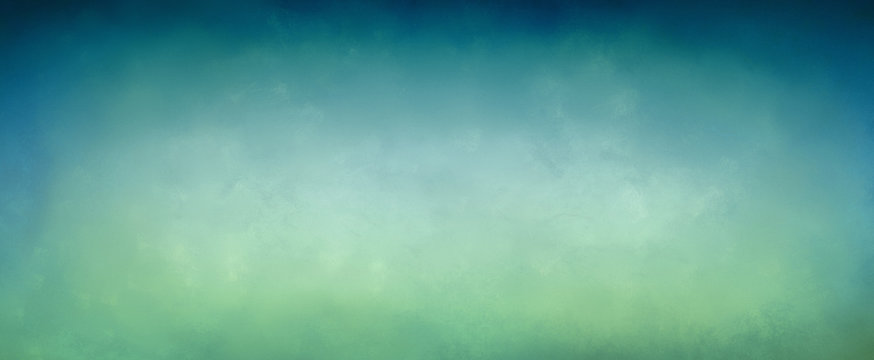 Gradient blue green background with soft old border texture, elegant abstract design in pretty teal and turquoise colors