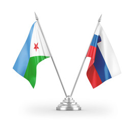 Slovenia and Djibouti table flags isolated on white 3D rendering