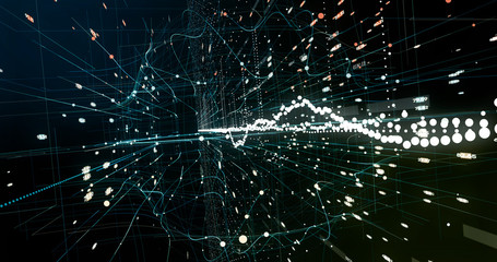 Abstract digital network data background, 3D rendering