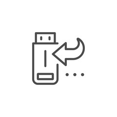 Flash drive data recovery line outline icon