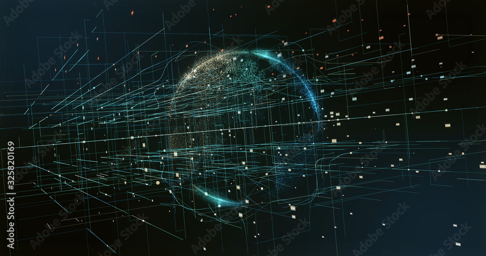 Poster digital space world 3d data earth background