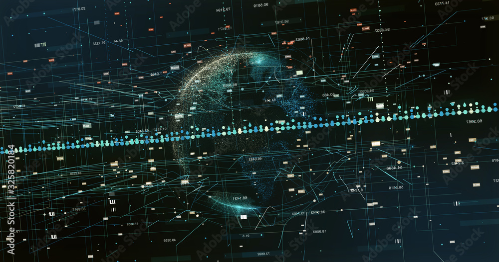 Wall mural digital space world 3d data earth background