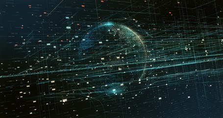 Obraz premium Digital space world 3d data earth background