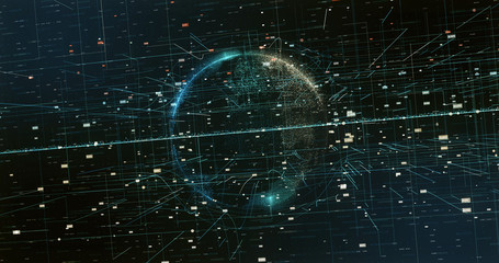 Digital space world 3d data earth background