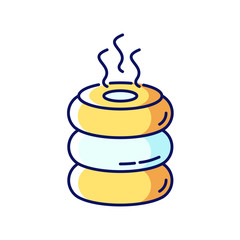 Air purifier, steam humidifier blue and yellow RGB color icon. Household appliance, domestic air ionizer, water vaporizer, conditioning domestic device. Isolated vector illustration