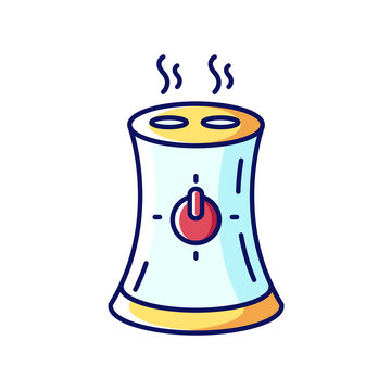 recommend clip art: Air purifier, home device blue, red and yellow RGB color icon. Portable air humidifier, domestic electrical device, household appliance, humidity regulation equipment. Isolated vector illustration