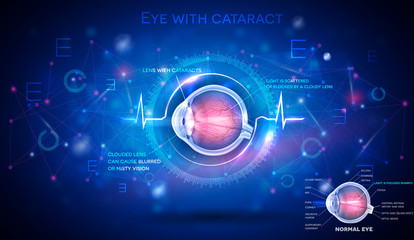 Fototapeta premium Eye with cataract, vision disorder