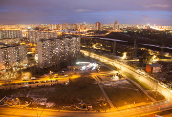 Fototapeta na wymiar Night view of the residential neighborhood