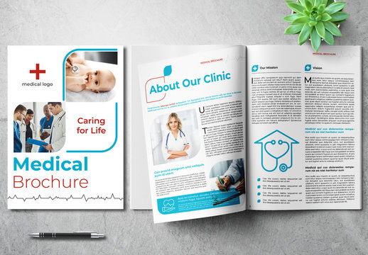 Medical Brochure Layout with Blue and Red Accents
