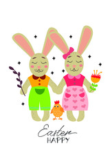 Obraz na płótnie Canvas Vector spring pattern and greeting card - happy easter