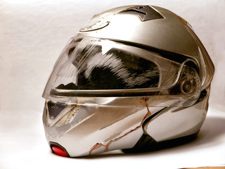 crash helmet after a motorcycle accident