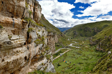Landscape view of the imposing Shucto canyon (twisted) is a geological formation of rock modeled by...