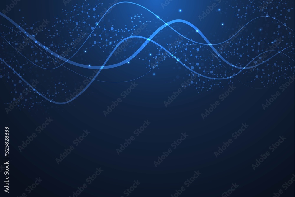 Aufkleber geometric abstract background with connected line and dots. structure molecule and communication. bi
