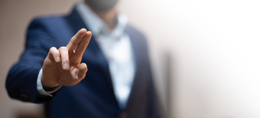 business man touching in screen