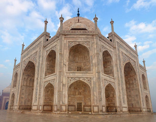 Famous Taj Mahal Mausoleum on sunrise in Agra, India