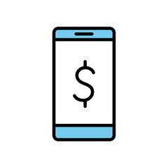 Isolated money smartphone line and fill style icon vector design