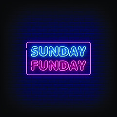 Fototapeta na wymiar Sunday Funday Neon Signs Style Text Vector