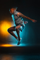 Fototapeta na wymiar Sportsman jumping at the training stock photo
