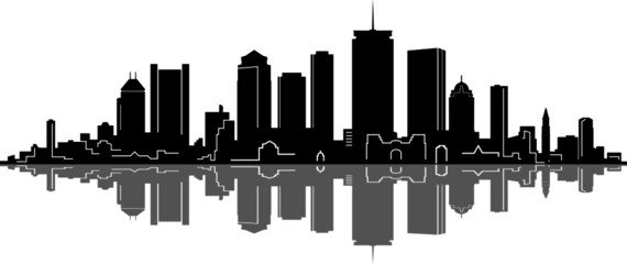 Obraz premium Boston City Skyline Outline Silhouette Vector