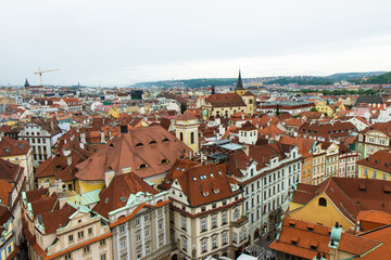 Naklejka na ściany i meble arerial view of the roofs of Prague old town