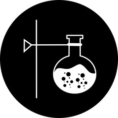 Chemical test tube in black circle icon. Laboratory glassware or beaker equipment. Experiment flasks. Trendy modern vector symbol. Glass chemical, laboratory flasks for science lab.