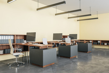 Minimalistic coworking office interior