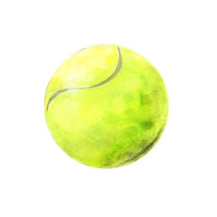 Watercolor yellow tennis ball