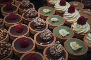 close up of Sweet tartlet pastries