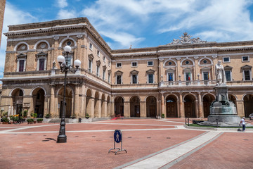Fototapeta na wymiar Giacomo Leopardi Square in the historical center of Recanati