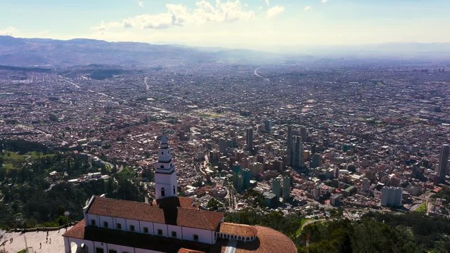Aerial view from Mount Montserrat to a beautiful panoramic view of the city of Bogota