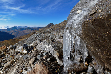 Detail of thawing of snowy huaytapallana.