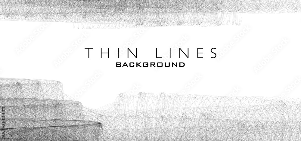 Poster abstract black and white background with thin wavy lines
