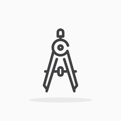 Drawing compass icon in line style. Editable stroke.
